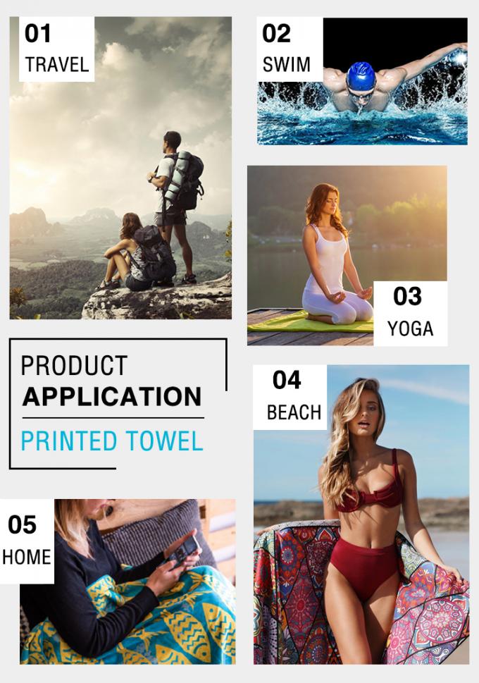 Микроволокно печатный быстрый сухой пляж путешественный полотенце пользовательская сублимация печать микроволокна переработанный пляжный полотенце с сумкой 1